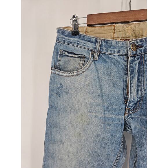 Vintage Y2K Iron Jeans Men Sz 32x30 Light Wash Distressed Blue Jeans Flap Pocket - Picture 2 of 7